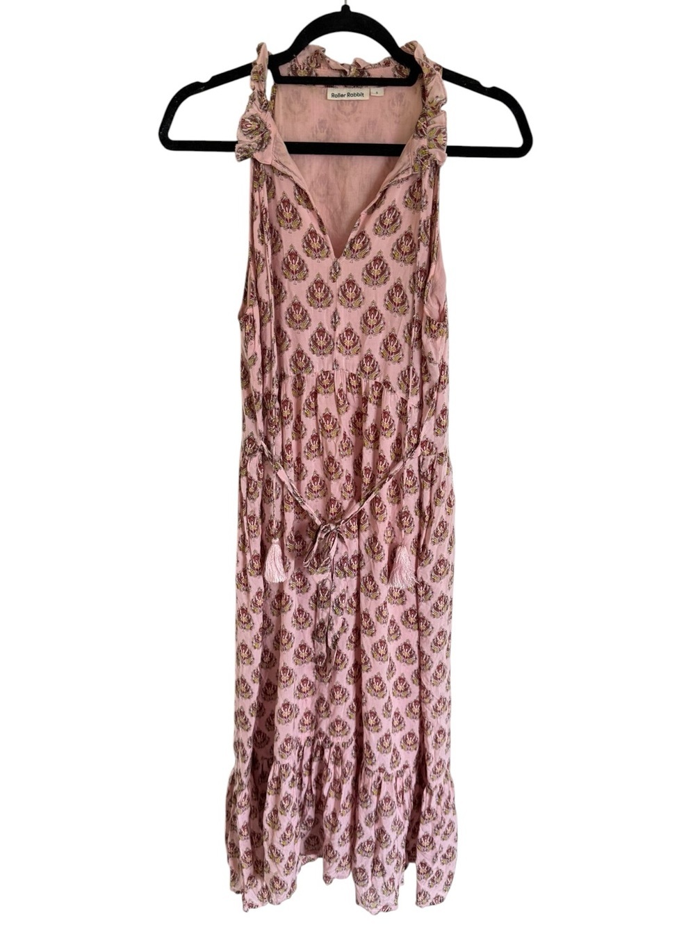 Roller Rabbit Block Print Bohemian Pink Maxi Dress